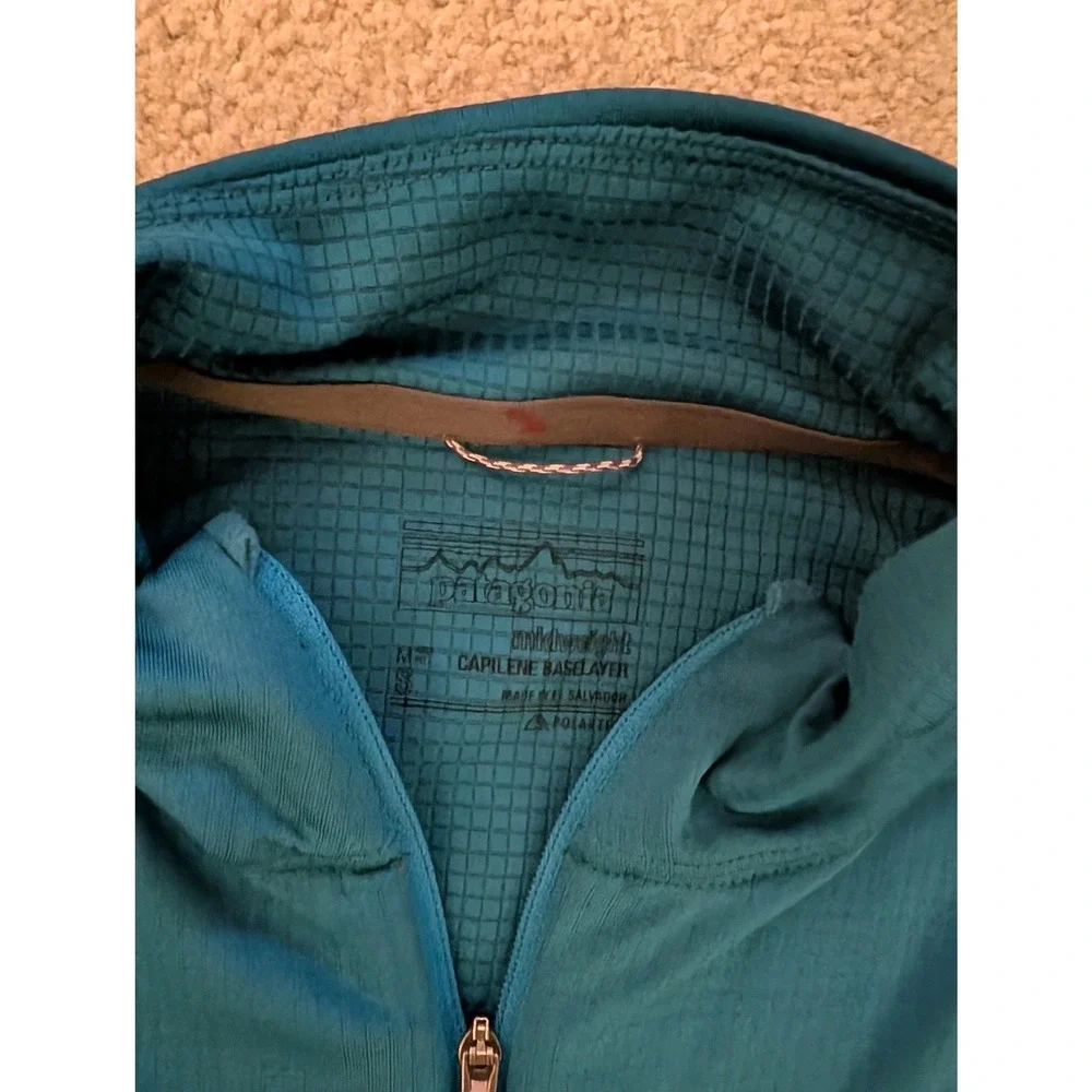 Patagonia Women's Capilene Midweight 1/4 Zip Baselayer Top Teal Blue- Size‎ S